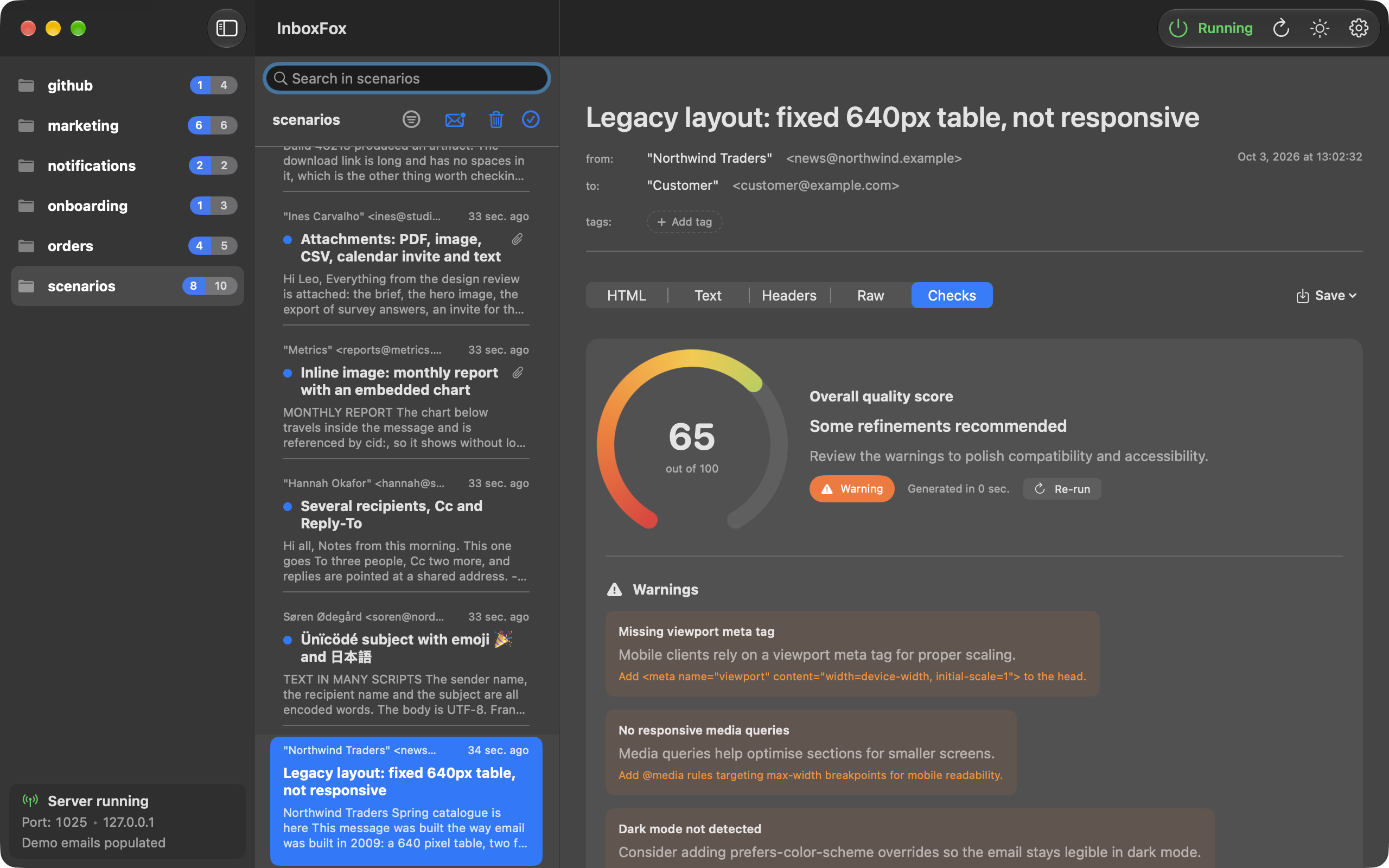 Check warnings about the message and its mobile layout