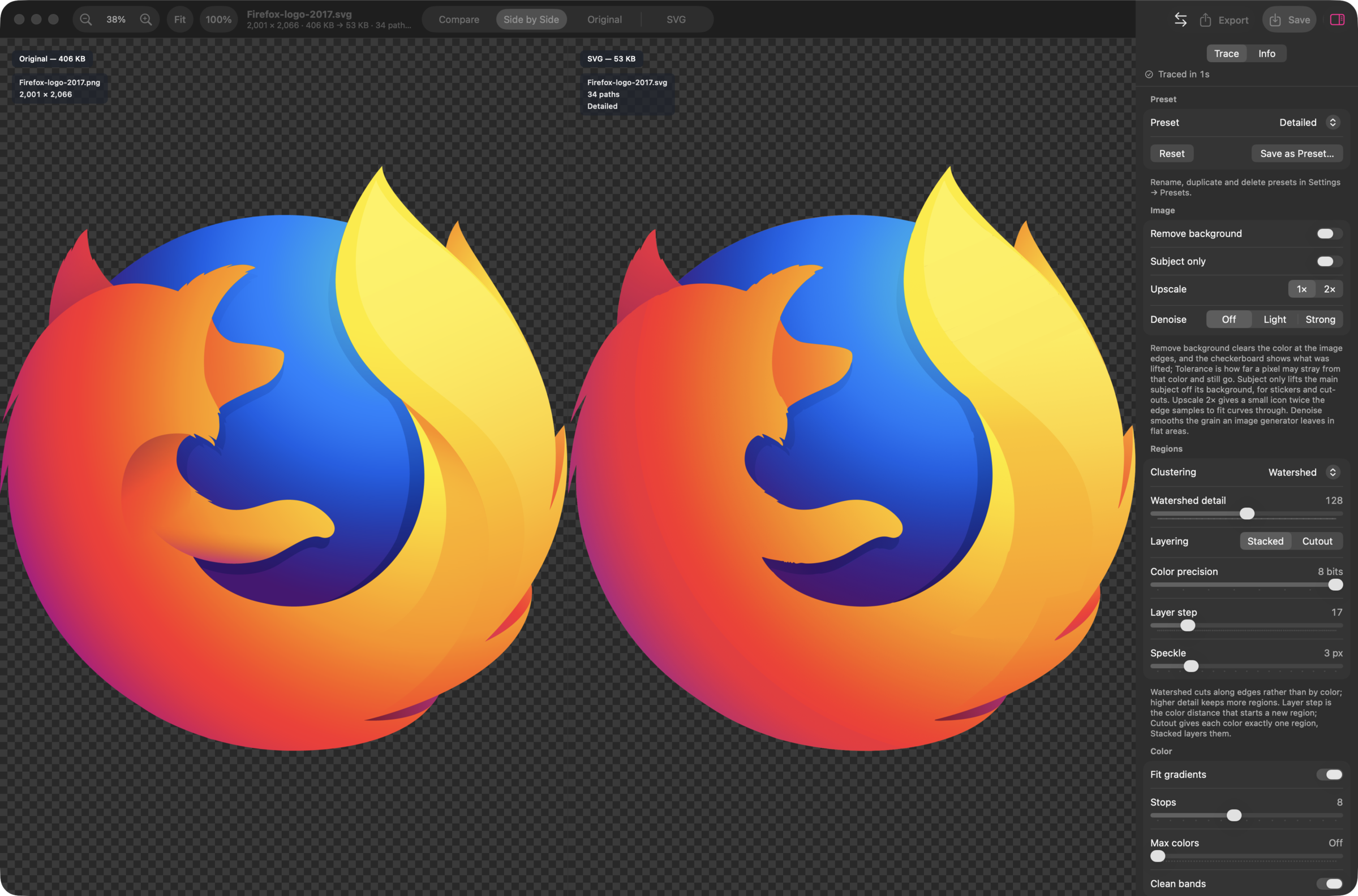 A shaded logo converted to SVG with gradients